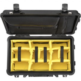 Pelican 1510SC Studio Case with Lid Organizer and Yellow Divider Set (Black)