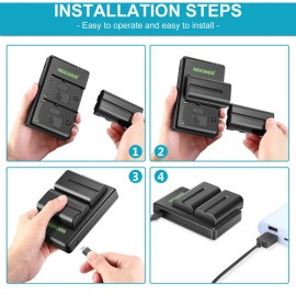 Neewer NP-F550 Battery 2-Pack with Dual USB Charger (2600mAh)