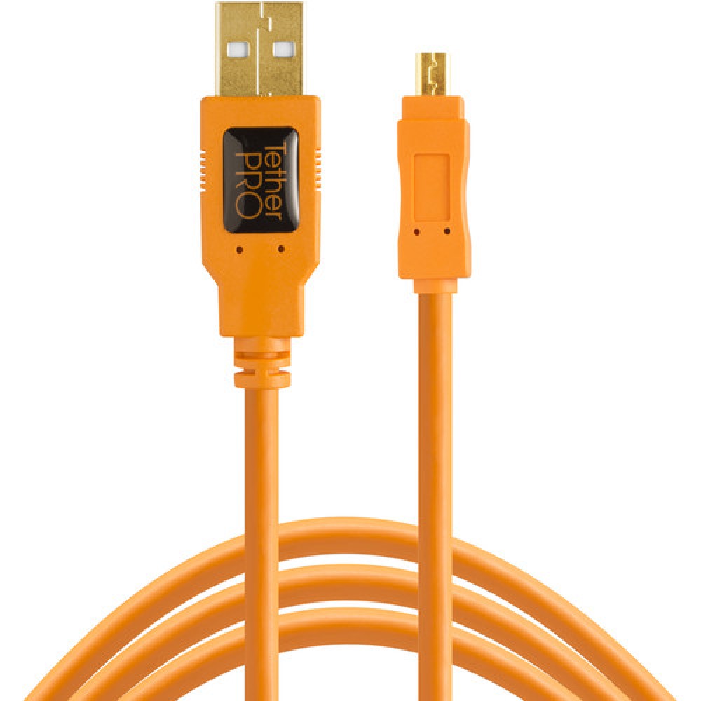 Tether Tools TetherPro USB 2.0 Type-A Male to Mini-B Male Cable (15', Orange)
