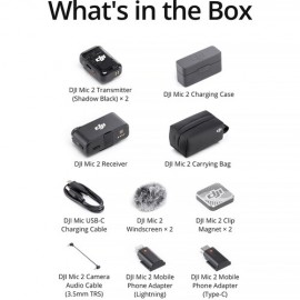 DJI Mic 2 2-Person Compact Digital Wireless Microphone System/Recorder for Camera & Smartphone (2.4 GHz)