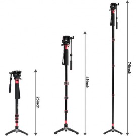 GVM G175 Aluminum 5-Section Monopod with Video Fluid Head