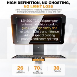 LENSGO TC12P 12.9 Teleprompter with Remote Control for Smartphone Tablets