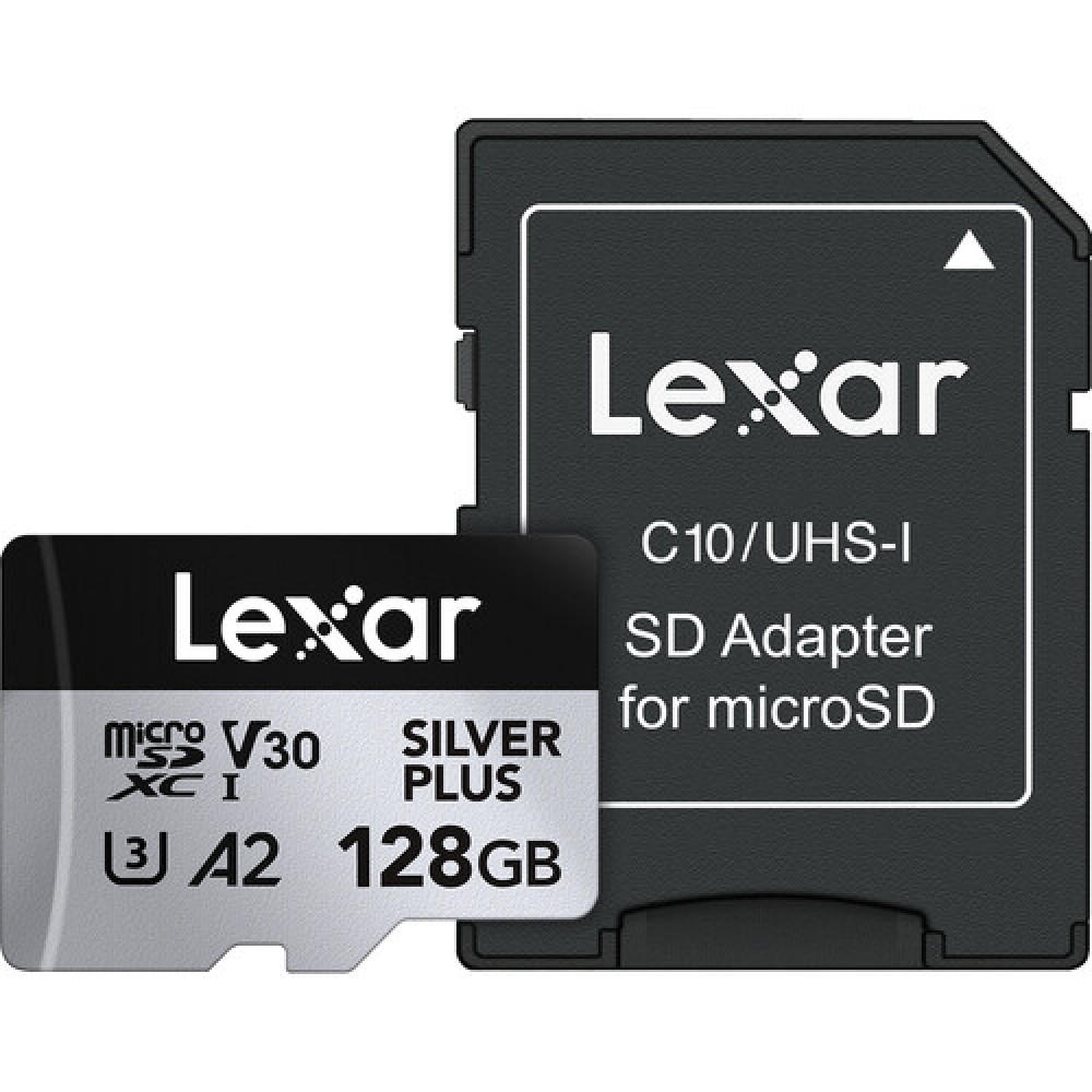 Lexar 128GB Professional SILVER PLUS UHS-I microSDXC Memory Card with SD Adapter