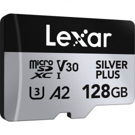 Lexar 128GB Professional SILVER PLUS UHS-I microSDXC Memory Card with SD Adapter