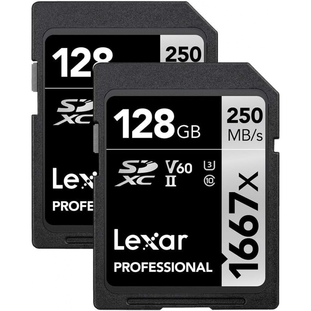 Lexar 128GB Professional 1667x UHS-II SDXC Memory Card (2-Pack)