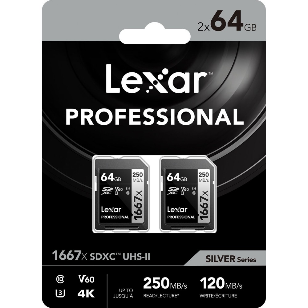 Lexar 64GB Professional 1667x UHS-II SDXC Memory Card (2-Pack)