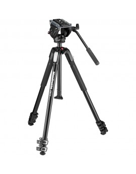 Manfrotto 500 Fluid Video Head with 190X Video Aluminum Tripod & Leveling Column Kit