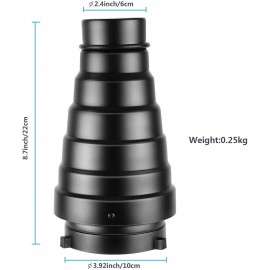 Neewer Large Metal Conical Snoot with Honeycomb Grid and Color Filter Kit (Black)