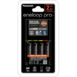 Panasonic eneloop Pro Rechargeable AA Ni-MH Batteries with Charger (2550mAh, 4-Pack)