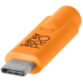 Tether Tools TetherPro USB Type-C Male to Micro-USB 3.0 Type B Male Cable (15', Orange, Right-Angle)