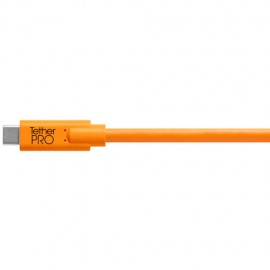 Tether Tools TetherPro USB Type-C Male to Micro-USB 3.0 Type B Male Cable (15', Orange, Right-Angle)