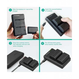 RAVPower Canon LP E6 LP E6N Battery Charger Set