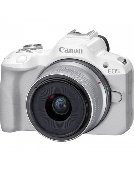 Canon EOS R50 Mirrorless Camera with 18-45mm Lens (White)