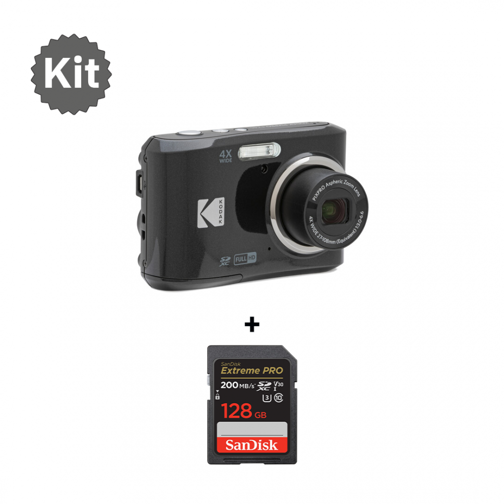 Kodak Pixpro FZ45 Digital Camera (Black) With Memory Card SanDisk 128GB