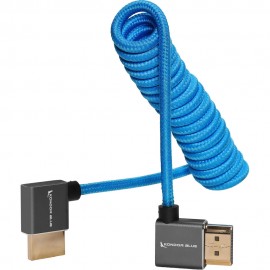 Kondor Blue Coiled Right-Angle High-Speed HDMI Cable (Kondor Blue, 12 to 24")