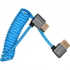 Kondor Blue Coiled Right-Angle High-Speed HDMI Cable (Kondor Blue, 12 to 24")